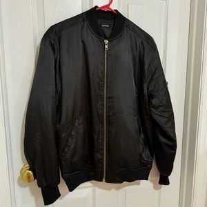 Boohoo Black Satin Bomber Jacket